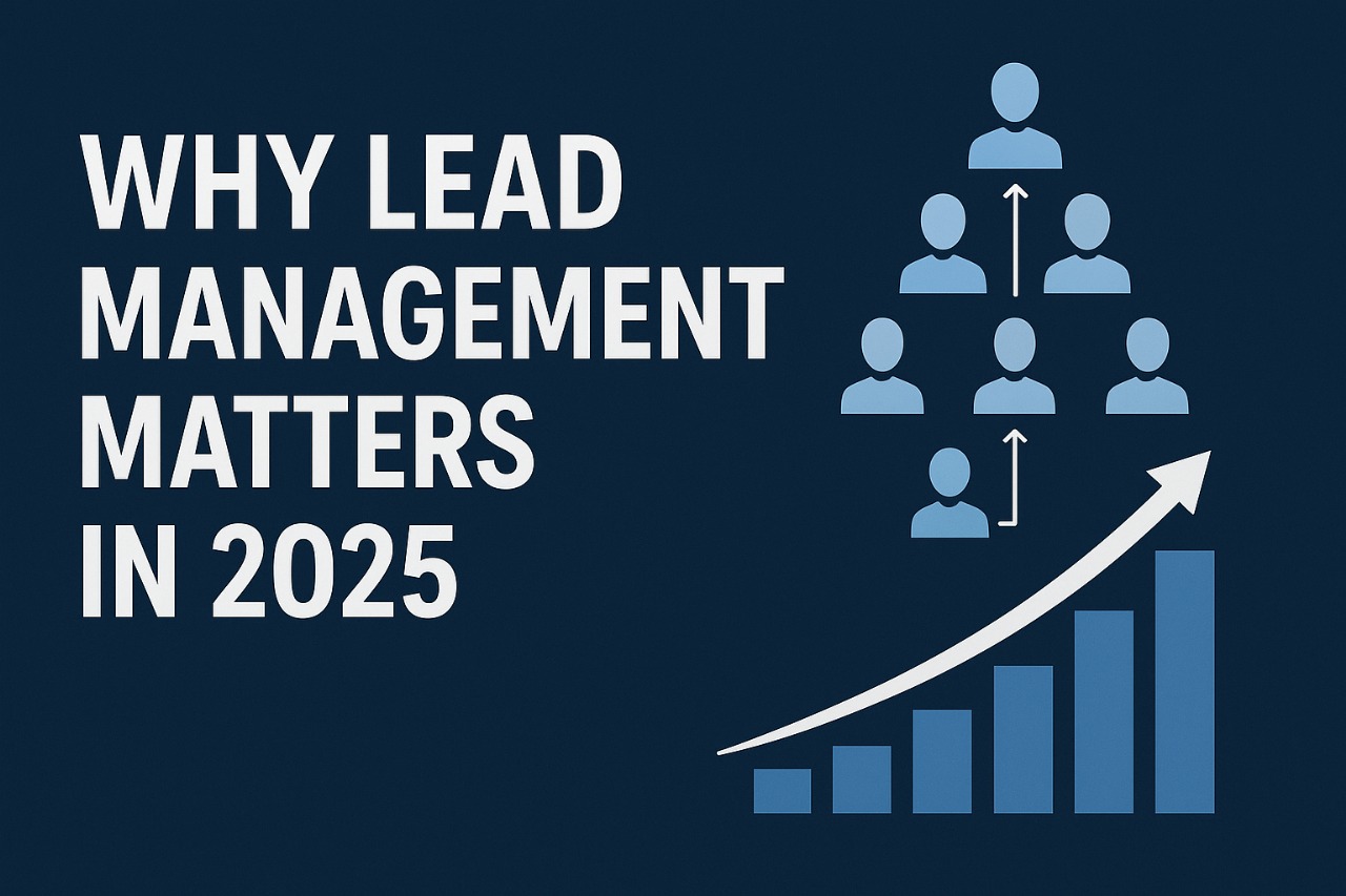 Why Lead Management Matters in 2025, with a diagram showing a growth chart and lead nurturing.